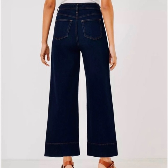 Loft Women’s High Waisted Wide Leg Jeans Size 00/24 Dark Indigo Wash - Picture 2 of 12